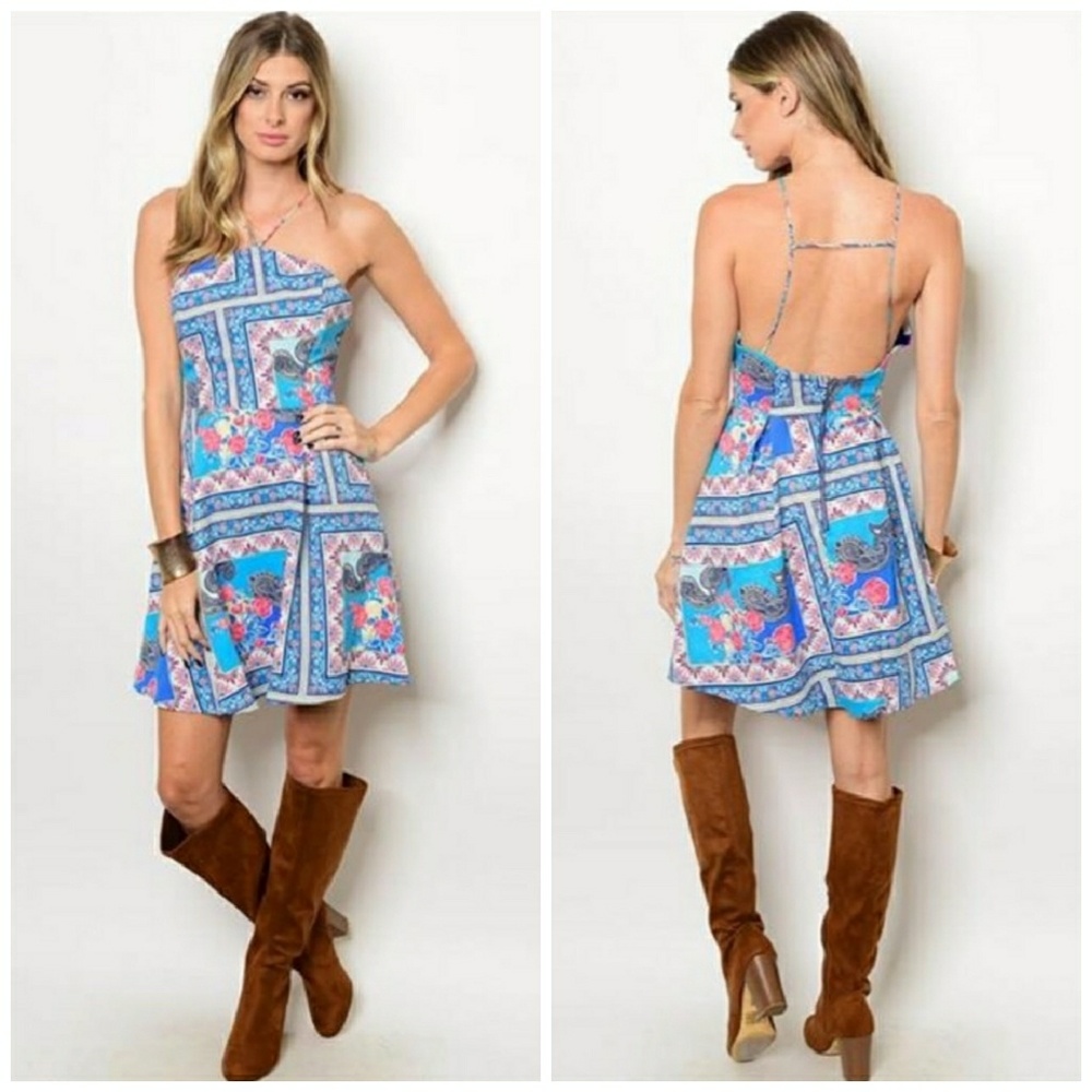 ✨ Romantic Paisley Open back Dress